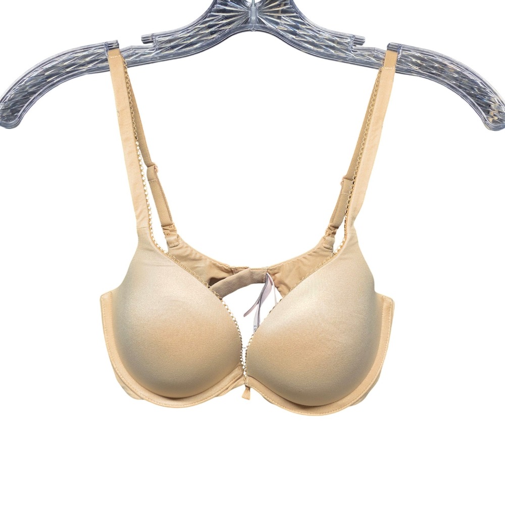 Victoria's Secret Push-Up Bra 32D Nude Tan Underwire Padded 406183-DJ5